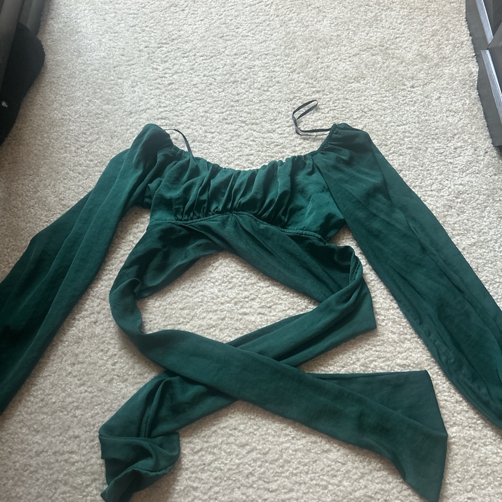 Forever 21 Green Velvet Crop Top